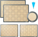 Silicone Baking Mat Set of 5, Katbite Food Grade Non-stick Reusable Cookie Sheet Bakeware Mats for Making Macaron, Cookie, Pizza, Pastry