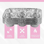 PLASTICPRO Aluminum Foil Muffin Pans Reusable and Disposable, Holds 6 Cupcakes/Muffin & Pie foil Pan Pack of 20