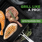 NutriChef 11" Non-Stick Grill Pan for Indoor Cooking - Hard Anodized Grill Pan for Stove Tops with High Ridges, Strong Handles, Dishwasher Safe