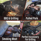 RAPICCA 932°F Heat Resistant BBQ Grill Gloves: Oil Resistant Waterproof for Smoking Grilling Cooking Barbecue Deep Frying Turkey Rotisserie Handling Hot Greasy Meat Grilling Stocking Stuffers for Men