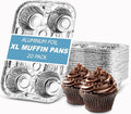 PLASTICPRO Aluminum Foil Muffin Pans Reusable and Disposable, Muffin & Pie foil Pan (20, 6 cavity XL)