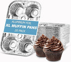 PLASTICPRO Aluminum Foil Muffin Pans Reusable and Disposable, Muffin & Pie foil Pan (20, 6 cavity XL)