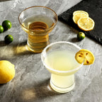 Lysenn Stemless Margarita Glasses Set of 2 - Elegant Vertical Stripes Cocktail Glasses – Premium Hand Blown Glassware for Martini and Mixed Drinks – 10 oz