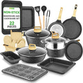 NutriChef 22‑Piece Non‑Stick Ceramic Pots and Pans Set – For All Cooktops Including Induction – PTFE & PFAS Free, Includes Bakeware & Utensils