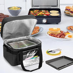LUXJA Indoor Grill Carrying Bag with Bottom Pad Compatible with Ninja Sizzle GR101 Smokeless Grill, Double Layer Electric Grill Bag with Plates Section (Bag Only), Black