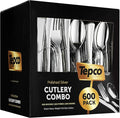 600 Plastic Silverware Set - Plastic Cutlery Set - Disposable - Flatware Set - 200 Forks - 200 Spoons - 200 Knives - Heavy Duty - Party Bulk - Silver