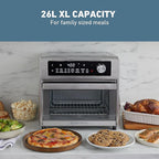 West Bend XL Air Fryer Oven 26-Quart with Digital Controls Easy-View Door and 24 Cooking Presets, Includes Nine Accessories, 1700-Watts, Metallic