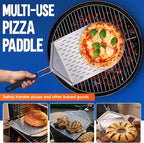 KitchenStar Perforated Pizza Peel 12 inch with 10 inch Folding Handle, Medium - Stainless Steel Spatula Paddle for Effortless Pizza Transfer & Easy Storrage - Outdoor Pizza Oven Accessories