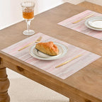 Leetaltree Misty Rose Placemats Set of 12 - Heat Resistant Non-Slip Place mats for Dining Table, Washable Durable PVC Vinyl Woven Table Mats（Misty Rose, 12）