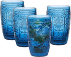 Fitz & Floyd Fitz and Floyd Trestle Highball Tumbler Cups, Set of 4, Blue
