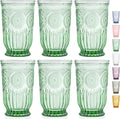 Yungala Green Highball Glasses Set of 6 Tall Drinking Glasses 10 oz
