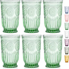 Yungala Green Highball Glasses Set of 6 Tall Drinking Glasses 10 oz