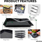 25 Pack Catering Trays with Lids – 17" Serving Tray with Lid, Heavy Duty Recyclable Plastic Party Platters for Catering, Buffet, Picnics & Events – Food Tray with Clear Lid (17.72 x 12.20 x 2.95 inch)