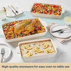 Pyrex (3-Piece) Ceramic Bakeware Set, Nonstick Casserole Dish with Handles, Lasagna Oven Pans, Bakers, For Baking, Roasting, Steaming, Rectangular