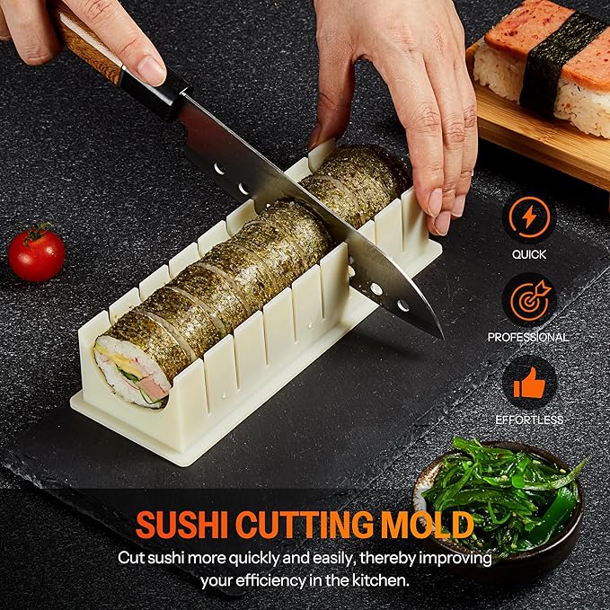 ISSEVE Sushi Making Kit, 25 in 1 Sushi Bazooka Maker with Sushi Molds, Bamboo Mat, Bamboo Chopsticks, Sushi Knife,Nigiri Mold,Onigiri Mold,Musubi mold,DIY Sushi Roller Machine