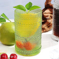 Hobnail-Drinking Glasses 13oz Vintage Glassware Sets Cocktail Juice Glasses Set of 6, Light Green
