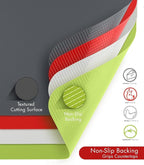 Dexas Heavy Duty Cutting Board Grippmat, Flexible Cutting Boards for Kitchen, Set of 4, Non Slip Plastic Board Cutting Mat 5.5 by 8 Inches Gray, Red, White and Green Set, Kitchen Gadgets