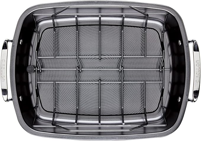 Circulon Ultra-Lasting Nonstick Roasting Pan with Rack, Roaster Pan with Easy Serve Rack, 17-Inch x 13-Inch, Black