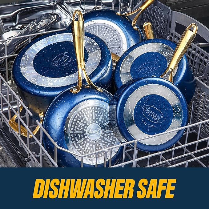Gotham Steel 20pcs Pots and Pans Set Non Stick Ceramic Cookware Set with Deep Frying Pan Set & 6pc Knife Set, Improved Ti-Cerama Coating Made without PFOA PFOS Lasts 2x Longer, Oven & Dishwasher Safe