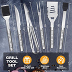 Christmas Dad Gifts from Daughter, Dad Grilling Accessories Gift for Birthday, Heavy Duty Stainless Steel Grill Set BBQ Grill Tools for Outdoor Grill with Aluminum Case, Grill Utensils Set