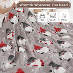 Electric Heated Blanket Throw Size - 50"x60", Soft Flannel Heating Blanket, 4 Heating Levels, 3 H Auto Shut Off, Breathable Warm and Washable for Sofa, Santa Claus for Christmas