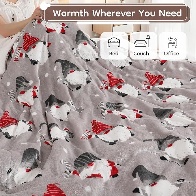 Electric Heated Blanket 72"x84" Full Size - 10 Heating Levels, 1-12 H Auto Shut Off, Soft Breathable Flannel Warm and Washable for Bed, Santa Claus for Christmas
