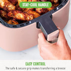 GreenLife 4.5QT Air Fryer, Mechanical Dial Controls, PFAS-Free Ceramic Nonstick Drawer, Adjustable Temp & Timer, LED Indicator, Oil-Less Cooking, Dishwasher Safe, Compact Family Size, Pink