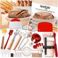 Sourdough Starter Kit with Glass Starter Jar & Banneton Bread Proofing Basket, Complete Sourdough Bread Baking Supplies and Tools for Home Bakers, Gift Sourdough Kit for Baking Lovers