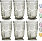 Yungala Smokey Black Highball Glasses Set of 6 —10 oz Tall Drinking Glasses