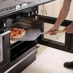 Hans Grill Pizza Stone PRO XL Baking Stone For Pizzas use in Oven, Grill or BBQ FREE Long Handled Anodised Aluminium Pizza Peel | Rectangular Stone 15 x 12" Inches | For Pies, Pastry, Bread, Calzone