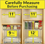 LYNK PROFESSIONAL® Pull Out Spice Organization for Cabinets - 10-3/8 inch Wide – Spice Rack for Inside Cabinets, Slide Out Spice Rack Organizer for cabinet – Pull Out Spice Rack, Sliding 2 Tier Chrome