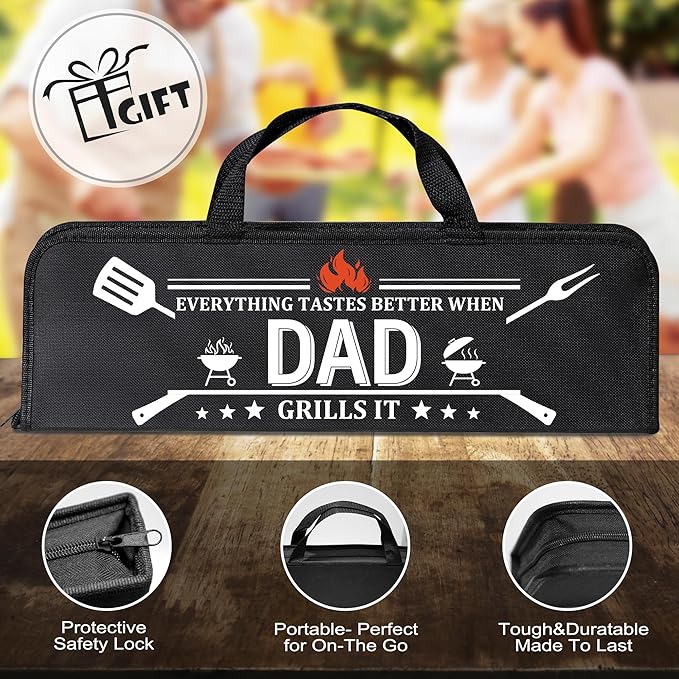 Dad Gifts from Daughter, Dad Grilling Accessories Christmas, Heavy Duty Stainless Steel Grill Set BBQ Grill Tools for Outdoor Grill with Aluminum Case, Grill Utensils Set Ideal Grilling Gifts