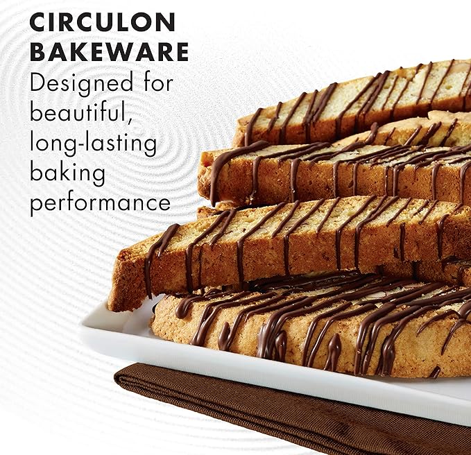 Circulon Nonstick Bakeware, Nonstick Cookie Sheet/Baking Sheet - 10 Inch x 15 Inch, Chocolate Brown (Pack of 2)