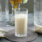 Lorren Home Trends Tall 12 Ounce Drinking Glass-Textured Cut Glass, Set of 6