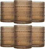 JOVGANK Brown Vintage Hobnail Drinking Glasses Set of 6, Embossed Water Tumbler 12oz, Kitchen & Bar Beaded Glass Cups, Beverage Glass Cups for Water, Beer, Juice, Housewarming and Mother's Day Gift