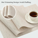 Leetaltree Pale Beige Placemats Set of 12 - Heat Resistant Non-Slip Place mats for Dining Table, Washable Durable PVC Vinyl Woven Table Mats（Pale Beige, 12）