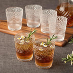 Victoria Clear Set of 6 Premium Acrylic DOF Glass 16 oz – Unbreakable Drinkware with Elegant Embossed Design, Perfect for Indoor & Outdoor Use