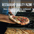 Heritage 15" Ceramic Pizza Stone Set - Non-Stick, Stain-Free with Bonus Cutter - Black