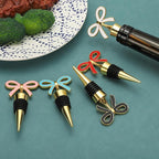 uxcell 2 Pcs Bow Wine Stopper, Reusable Wine Stoppers Airtight Leak-proof Bottle Plugs Liquor Saver Beer Beverage Glass Bottles Stopper for Bar Holiday Party Home Decor, Gold-Blue