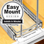 LYNK PROFESSIONAL® Élite™ Pull Out Spice Rack Organizer for Inside Kitchen Cabinets - 6" x 21" - Slide Out Drawer – Wood/Chrome Sliding Spice Organization for cabinet - Spice Racks - 6 Tier
