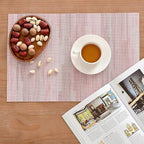Leetaltree Misty Rose Placemats Set of 12 - Heat Resistant Non-Slip Place mats for Dining Table, Washable Durable PVC Vinyl Woven Table Mats（Misty Rose, 12）