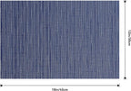 Leetaltree Blue Placemats Set of 12 - Heat Resistant Non-Slip Place mats for Dining Table, Washable Durable PVC Vinyl Woven Table Mats（Blue, 12）