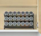 SpaceAid Spice Rack Organizer with 21 Spice Jars, 386 Spice Labels, Chalk Marker and Funnel Set for Cabinet, Countertop, Pantry, Cupboard or Door & Wall Mount - 21 Jars, 13.4" W × 9" H, Black