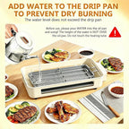 1500W Electric Indoor Grill, 3 in 1 Smokeless Korean Barbecue Grill with Net & Non-Stick Removable Plate and Velcro, Temperature Control & Dishwasher Safe, Smokeless Korean BBQ for Kitchen Party