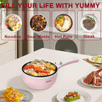 Dezin Hot Pot Electric Upgraded, Non-Stick Sauté Pan, Rapid Noodles Electric Pot, 1.5L Mini Portable Hot Pot for Steak, Egg, Fried Rice, Ramen, Oatmeal, Soup with Power Adjustment