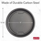 GoodCook PRO Round Cake Pan Nonstick Warp & Scratch-Resistant Dishwasher-Safe Carbon Steel Construction for Even Baking, 9-Inch Round, Gray