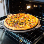 Old Stone Pizza Kitchen Glazed Round Pizza Stone with Handles for Oven and Grill, 13 inch
