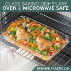 COOK WITH COLOR 8-Piece Deep Glass Baking Dish Set with Plastic Lids – Casserole and Food Storage Containers for Lasagna, Leftovers – Freezer-to-Oven, Microwave & Dishwasher Safe, Mint