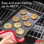 GoodCook PRO Medium Baking Sheet Pan Nonstick Warp & Scratch-Resistant Dishwasher-Safe Carbon Steel Construction for Even Baking Oven Safe to 480°F, 10 x 15-Inch, Gray