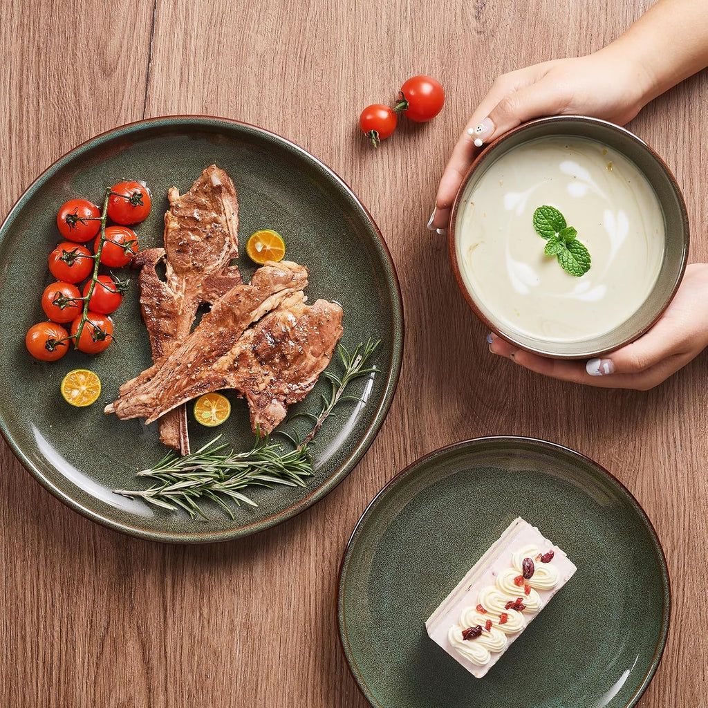 12 Piece Stoneware Dinnerware Set for 4 – Plates & Bowls Dish Set